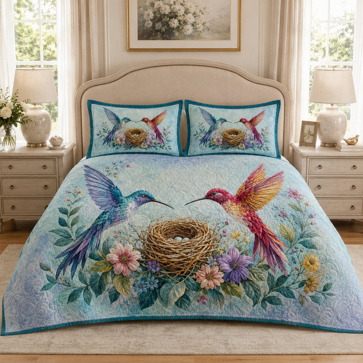 Hummingbird Nest Floral Quilt Set – additional view 3