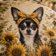 Sunflower Chihuahua Floral Dog Quilt Set