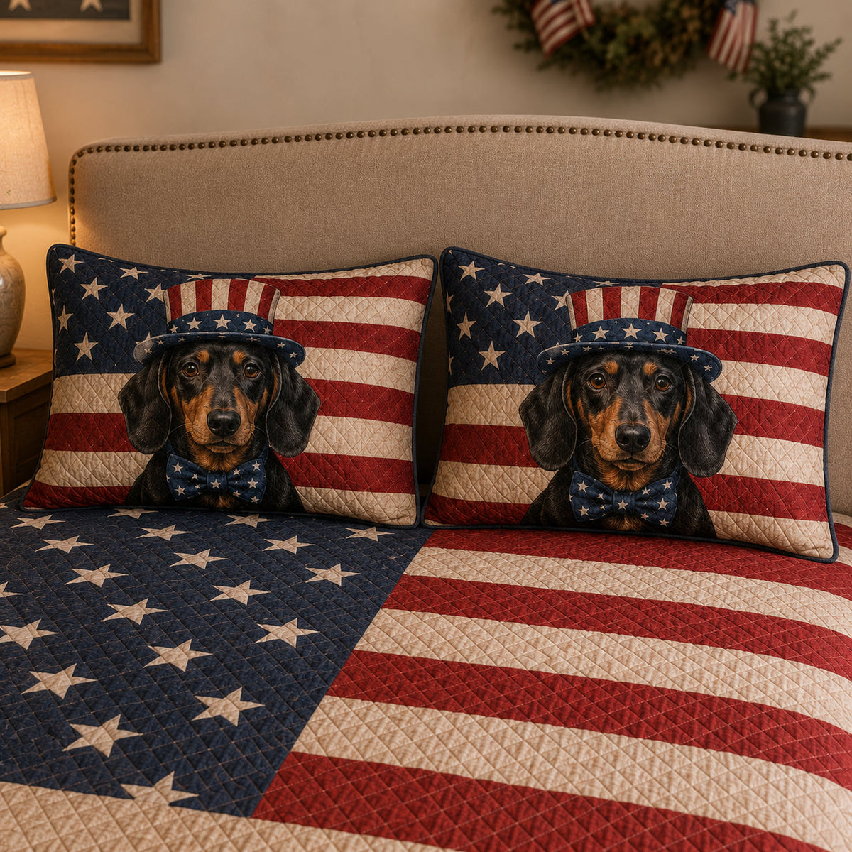 Patriotic Dachshund American Flag Quilt Set – additional view 3