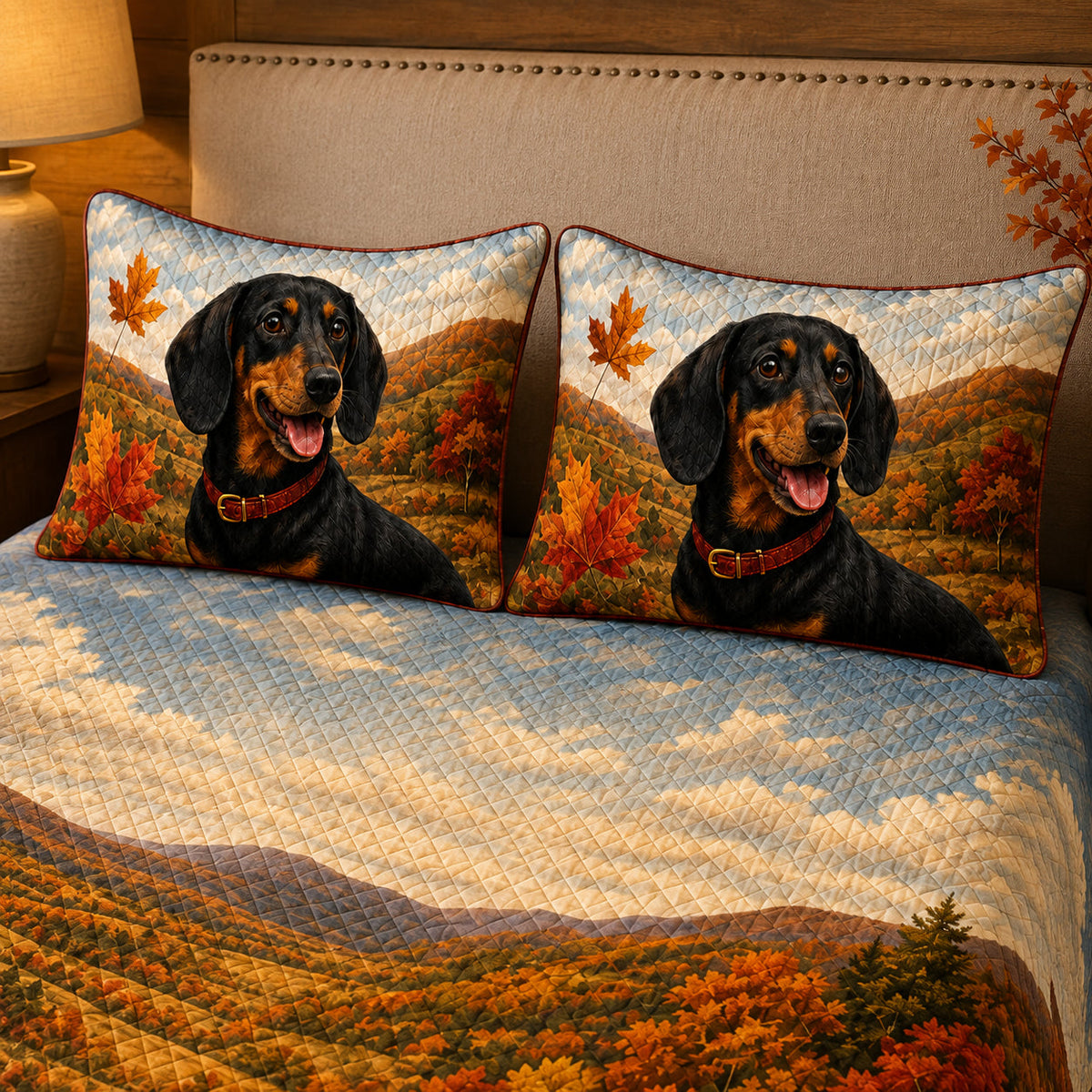 Autumn Dachshund Mountain Landscape Quilt Set – additional view 4