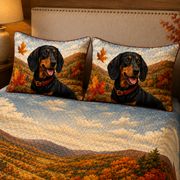 Autumn Dachshund Mountain Landscape Quilt Set
