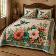 Pastel Hummingbird Hibiscus Garden Quilt Set – additional view 4