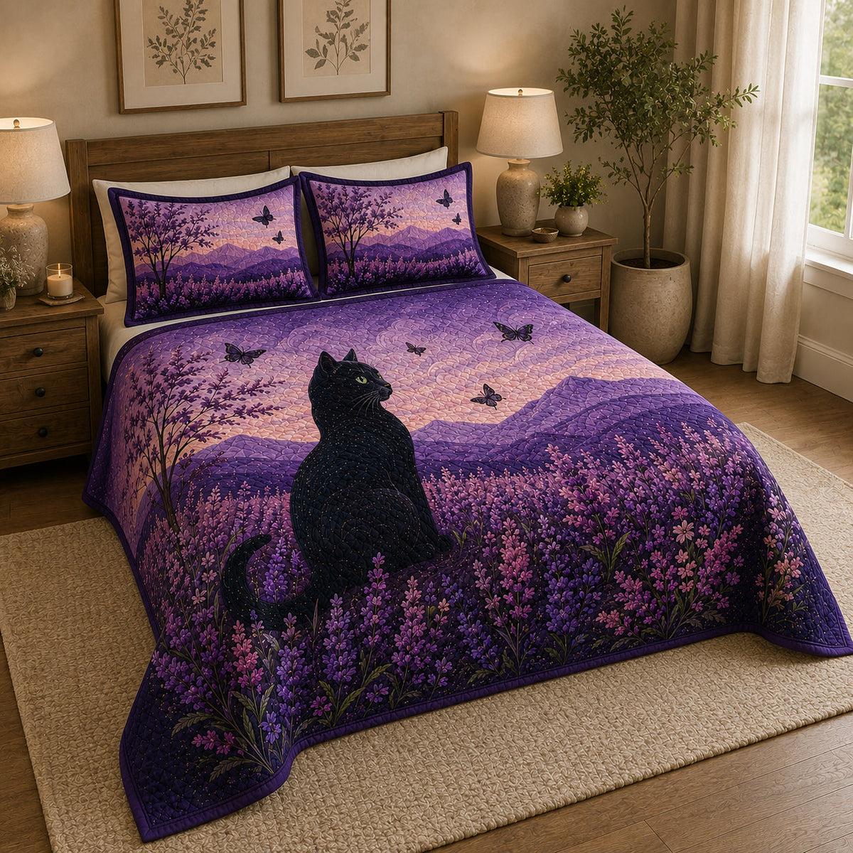 Black Cat Lavender Field Quilt Set – additional view 1