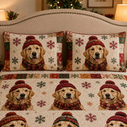 Golden Retriever Santa Pattern Christmas Quilt Set – additional view 2