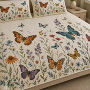 Butterfly Wildflower Quilt Set: close view of the quilt artwork showing Butterfly Wildflower