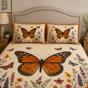Monarch Butterfly Wildflower Quilt Set: close view of the quilt artwork showing Monarch Butterfly Wildflower