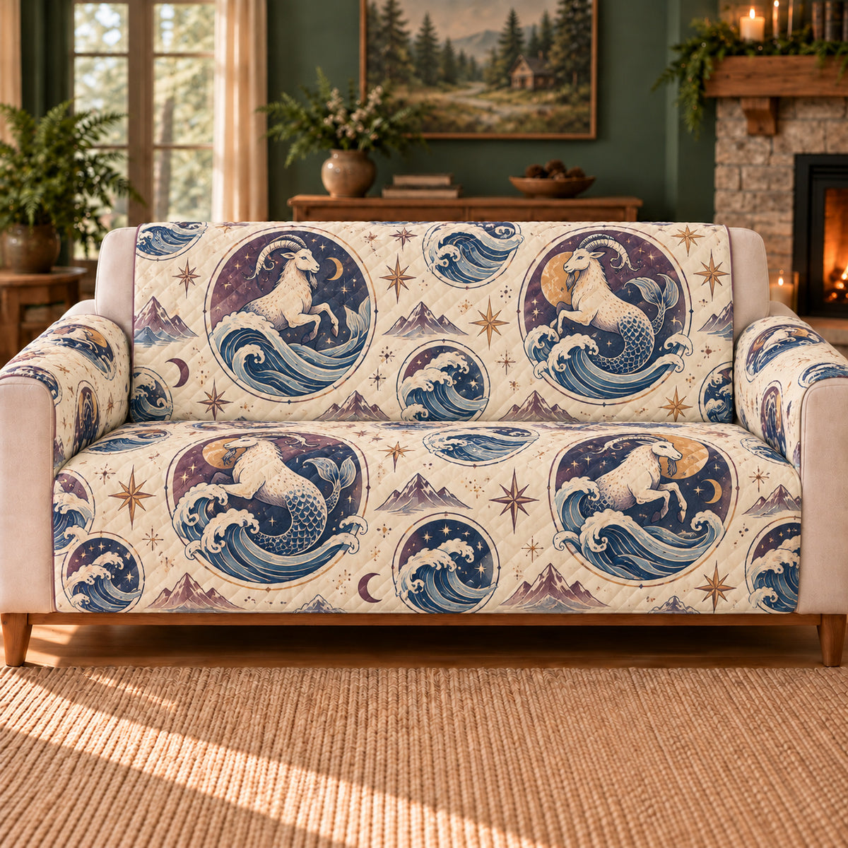 Capricorn Wave Cameos sofa cover hero