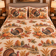 Turkey Country Toile quilt set — close-up