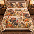Turkey Wildflower Meadow Quilt Set, Farmhouse Bedding Gift for Animal Lovers