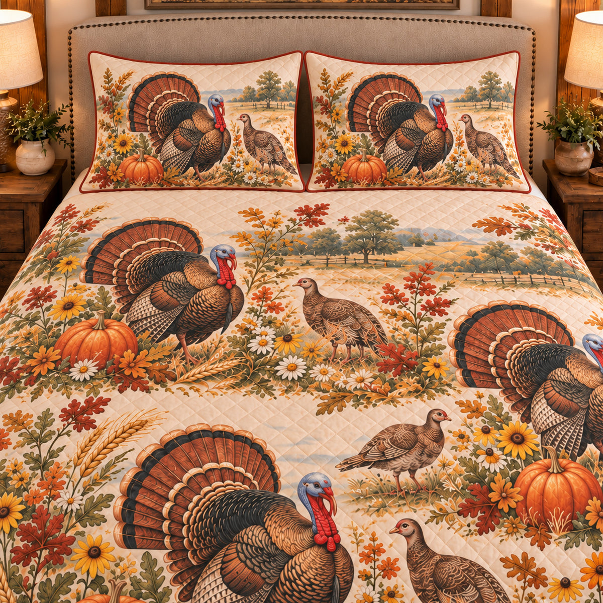 Turkey Wildflower Meadow quilt set — close-up