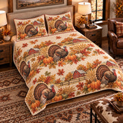 Turkey Autumn Harvest quilt set — left-angle hero