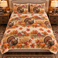 Turkey Autumn Harvest Quilt Set, Farmhouse Bedding Gift for Animal Lovers