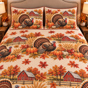 Turkey Autumn Harvest quilt set — close-up