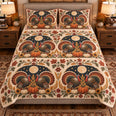 Turkey Moonlit Folk Farm Quilt Set, Farmhouse Bedding Gift for Animal Lovers