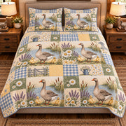 Goose & Gosling Farmhouse Patchwork quilt set — front view