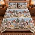 Goose and Gosling Christmas Farm Quilt Set, Farmhouse Bedding Gift for Animal Lovers