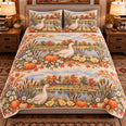 Goose and Gosling Autumn Harvest Quilt Set, Farmhouse Bedding Gift for Animal Lovers