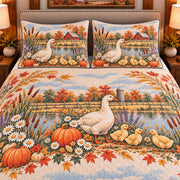 Goose & Gosling Autumn Harvest quilt set — close-up