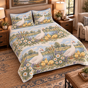 Goose & Gosling Nursery Storybook quilt set — left-angle hero