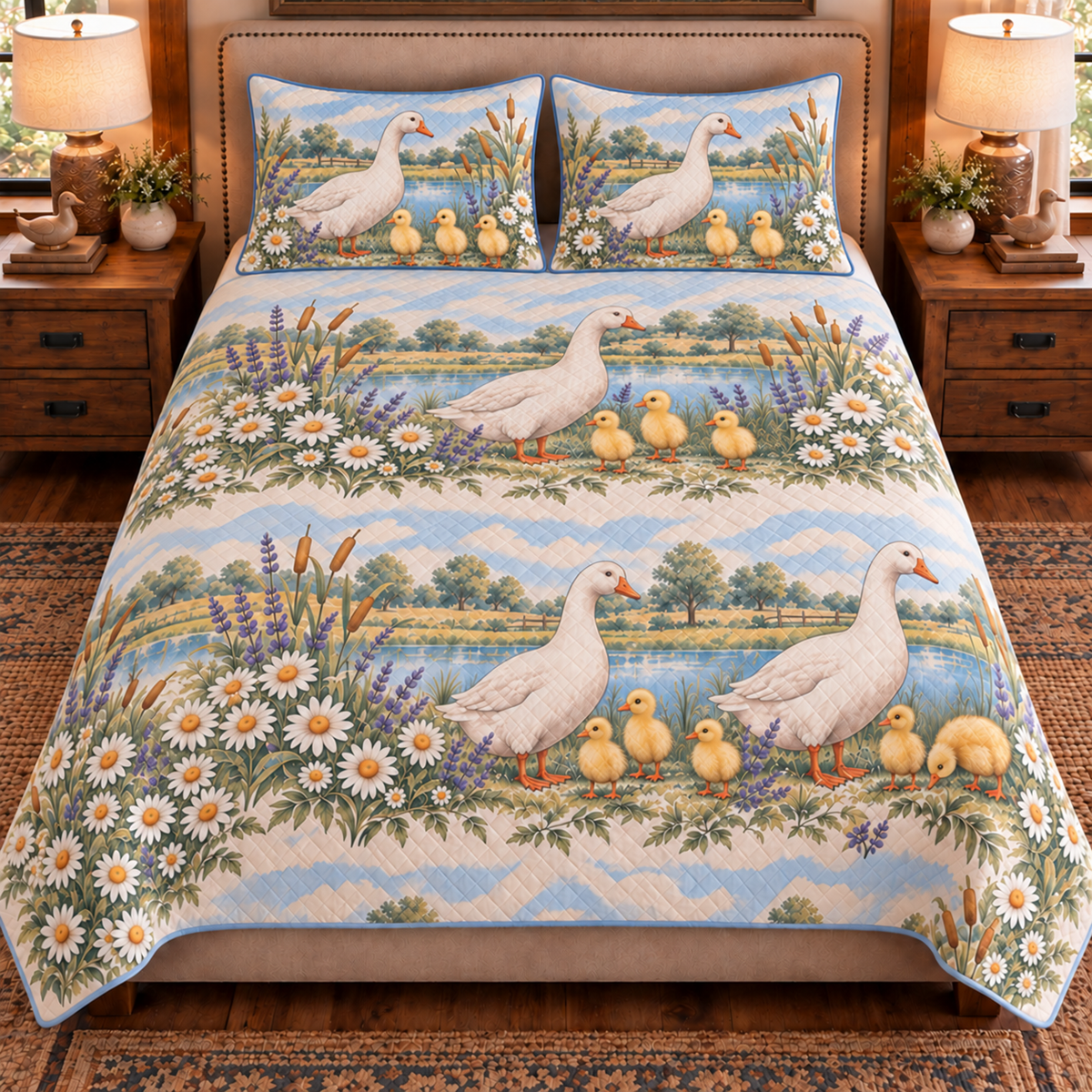 Goose & Gosling Nursery Storybook quilt set — front view