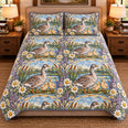 Goose and Gosling Stained Glass Garden Quilt Set, Farmhouse Bedding Gift for Animal Lovers