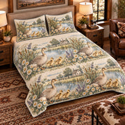 Goose & Gosling Vintage Field Guide quilt set — left-angle hero