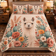 Llama Botanical Portrait Quilt Set, Farmhouse Bedding Gift for Animal Lovers