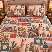 Llama Farmhouse Patchwork quilt set — close-up