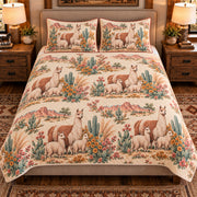 Llama Country Toile quilt set — front view