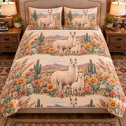 Llama Wildflower Meadow quilt set — front view