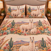 Llama Wildflower Meadow quilt set — close-up