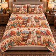 Llama Autumn Harvest Quilt Set, Farmhouse Bedding Gift for Animal Lovers