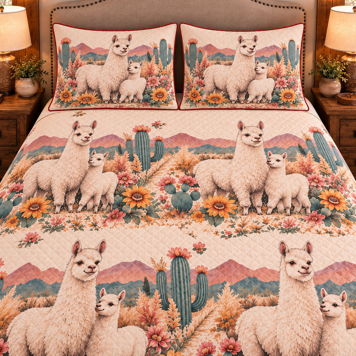 Llama Nursery Storybook quilt set — close-up
