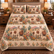 Llama Vintage Field Guide quilt set — front view