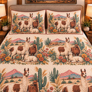 Llama Vintage Field Guide quilt set — close-up