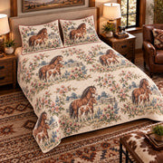 Pony Country Toile quilt set — left-angle hero