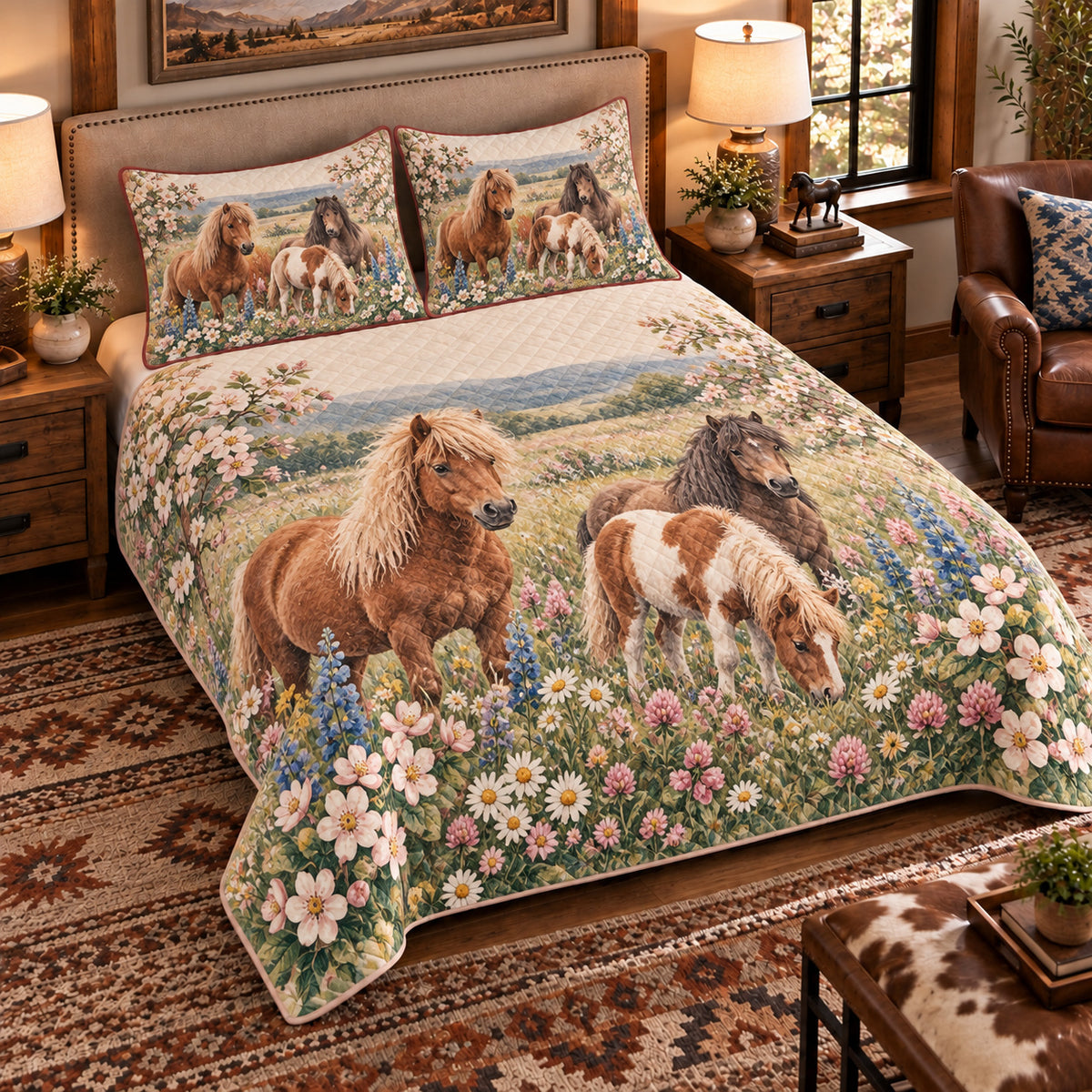 Pony Wildflower Meadow quilt set — left-angle hero