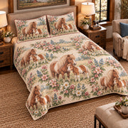 Pony Nursery Storybook quilt set — left-angle hero