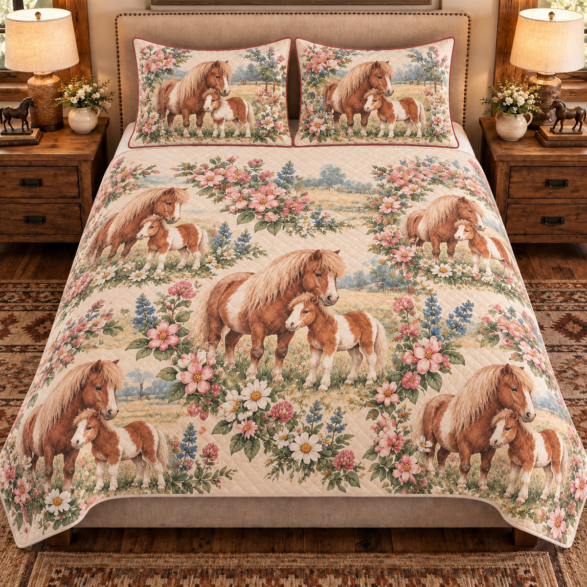 Pony Nursery Storybook quilt set — front view