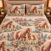 Pony Nursery Storybook quilt set — close-up