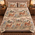Pony Vintage Field Guide Quilt Set, Farmhouse Bedding Gift for Animal Lovers