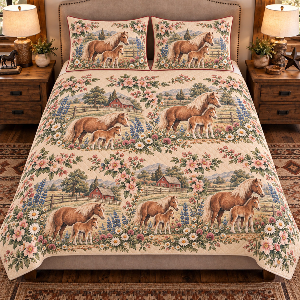 Pony Vintage Field Guide quilt set — front view
