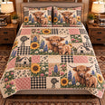 Calf and Baby Cow Farmhouse Patchwork Quilt Set, Farmhouse Bedding Gift for Animal Lovers