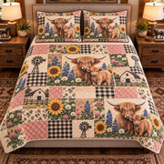 Calf & Baby Cow Farmhouse Patchwork quilt set — front view