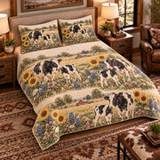 Calf & Baby Cow Wildflower Meadow quilt set — left-angle hero