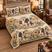 Calf & Baby Cow Nursery Storybook quilt set — left-angle hero
