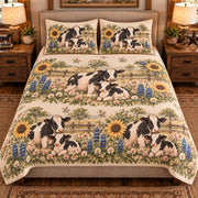 Calf & Baby Cow Nursery Storybook quilt set — front view
