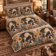 Calf & Baby Cow Moonlit Folk Farm quilt set — left-angle hero