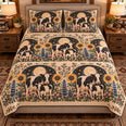 Calf and Baby Cow Moonlit Folk Farm Quilt Set, Farmhouse Bedding Gift for Animal Lovers