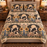 Calf & Baby Cow Moonlit Folk Farm quilt set — front view